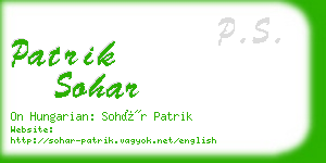 patrik sohar business card